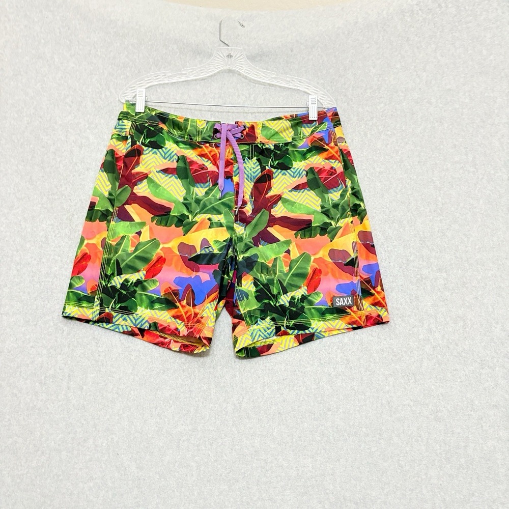 Saxx Ballpark Pouch Betawave 2N1 Boardie Men's Size 32‎ Swim Board Shorts Floral